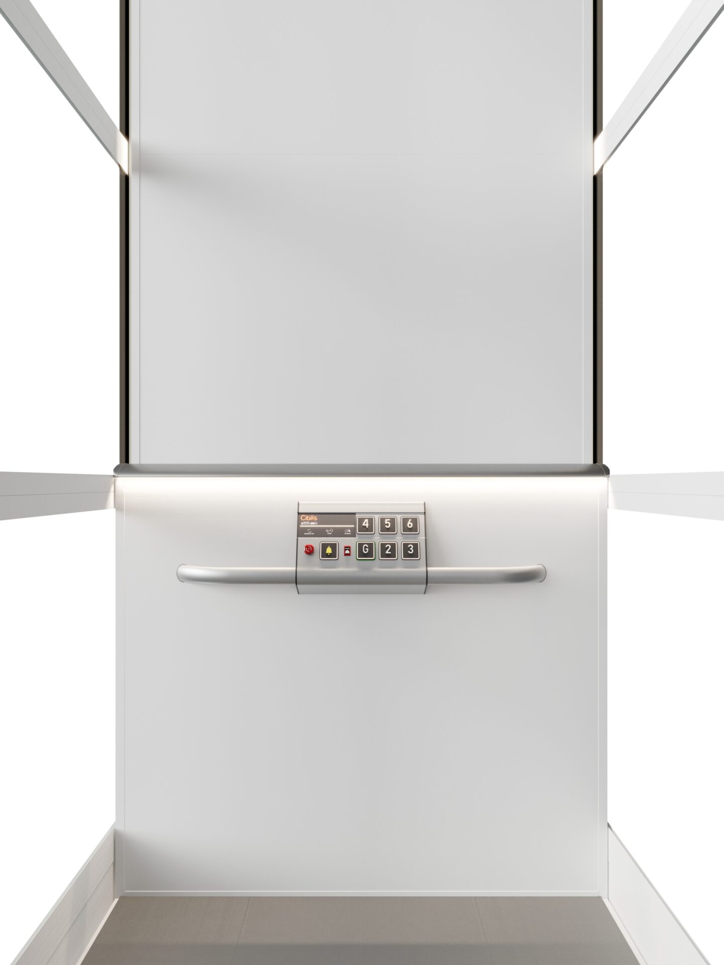 Cibes Home lift 2023 Lifestyle 030 0101 ONE Basic Std GreyIron 3200D8 OrganicSignalWhite with glass Shaft full platform Cibes Home lift 2023 Lifestyle 030 0101 ONE Basic Std GreyIron 3200D8 OrganicSignalWhite with glass Shaft full platform